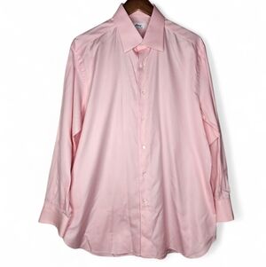 Brioni Barneys New York Cotton Button Collar Shirt in Pink Size 17/43